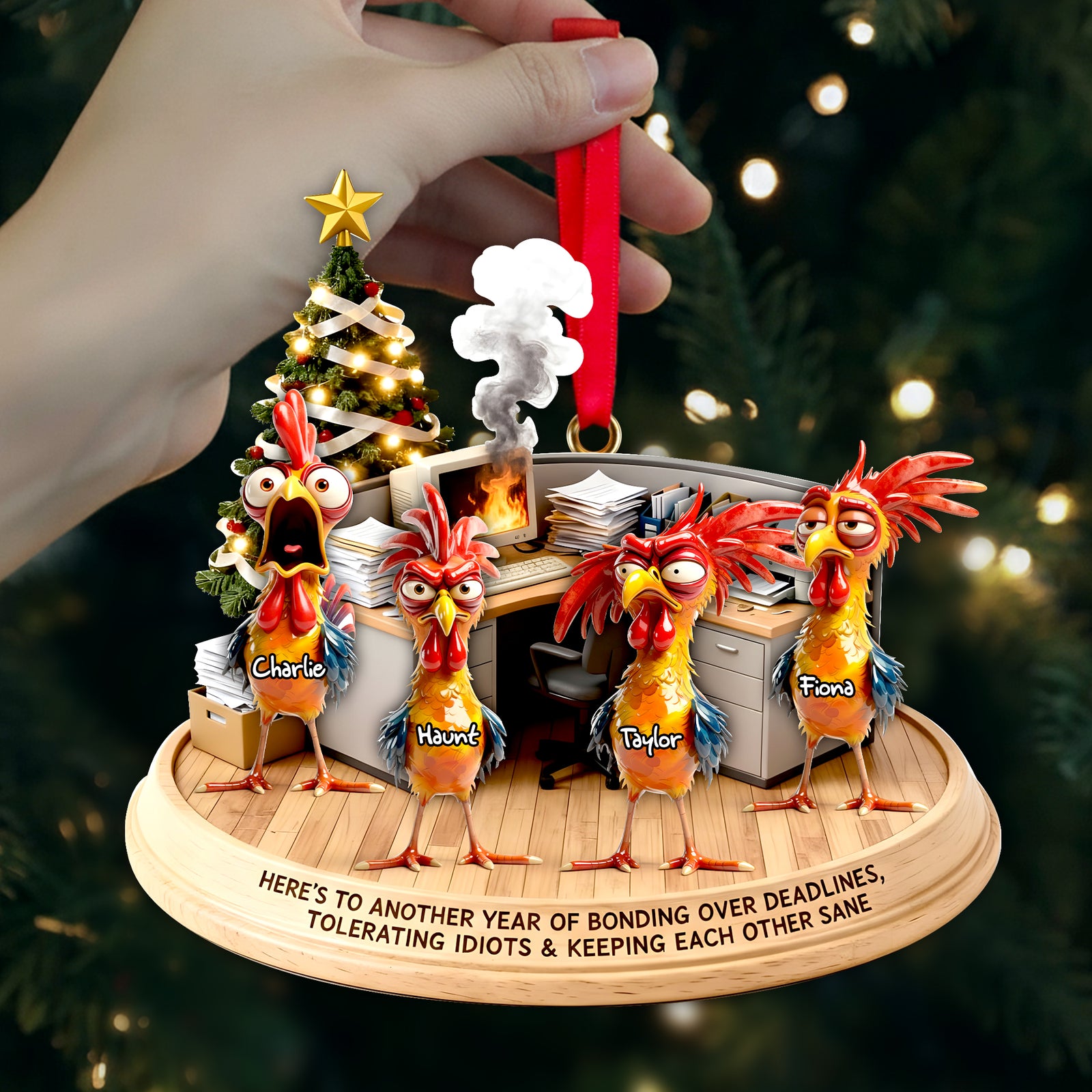 Office Chaos Chicken Acrylic Ornament - Personalized Gift For Coworkers 03QHLU111125 - Ornament - GoDuckee