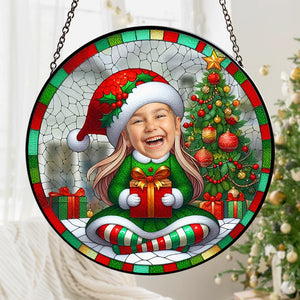 Custom Photo Gifts For Kids Christmas Stained Glass Suncatcher Ornament 03totn060924 - Ornament - GoDuckee