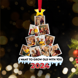 Personalized Gift For Couples, Acrylic Old Couple Photo Christmas Ornament 04HUPU250924 - Ornament - GoDuckee