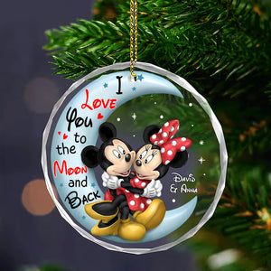 Personalized Gifts For Couple Crystal Ornament, Cartoon Mouse Couple 04NATN120824 - Ornament - GoDuckee