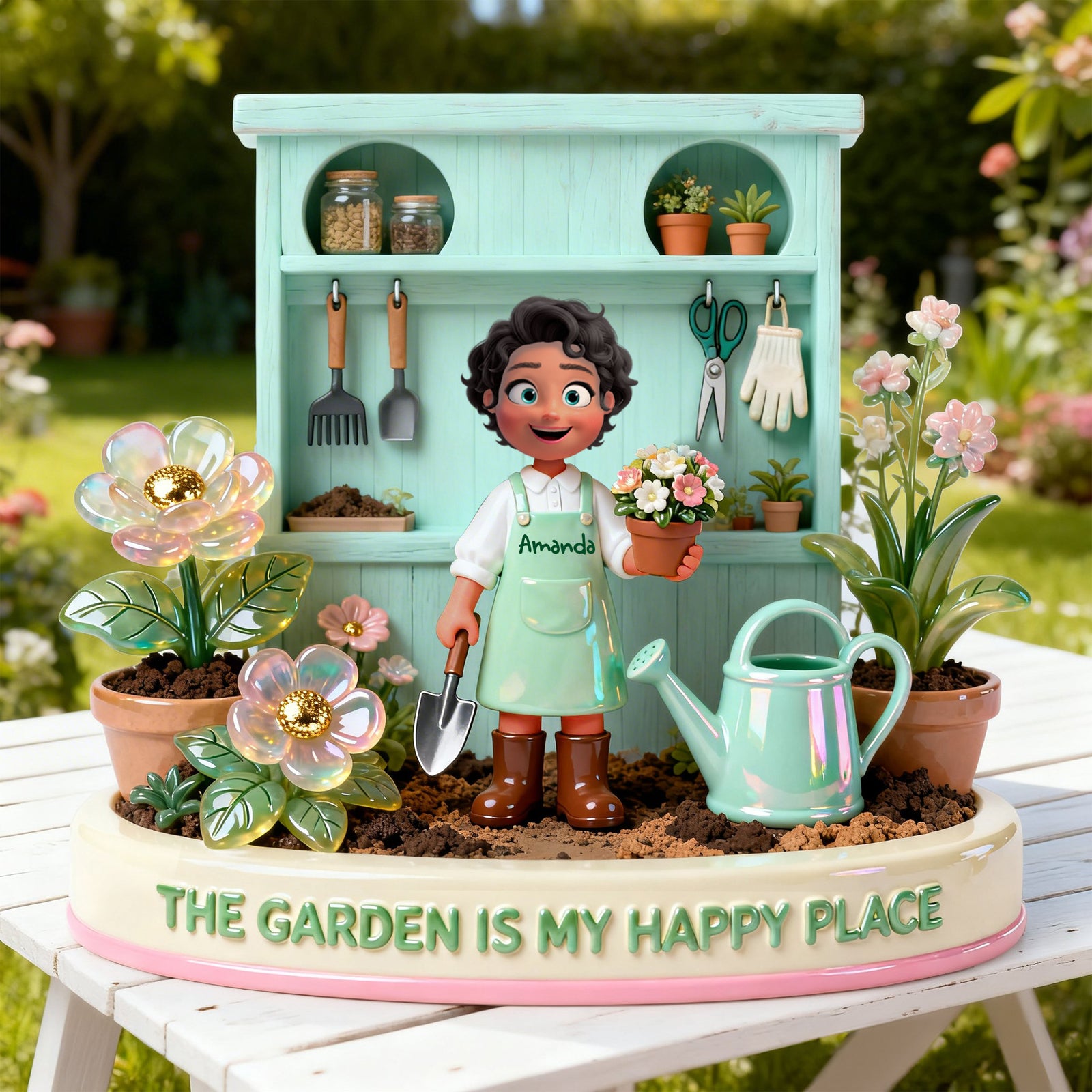 Happy Garden Acrylic Plaque - Personalized Gifts For Gardeners 05PGLU130226 - Shaped Plaques - GoDuckee