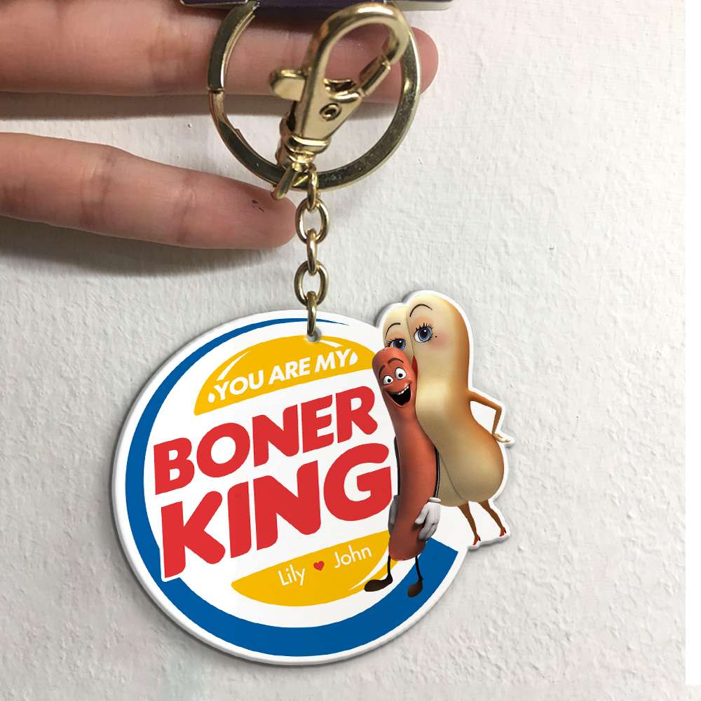 You're My Boner King, Gift For Him, Personalized Keychain, Naughty Sausage Couple Keychain, Couple Gift 03QHHN080823 - Keychains - GoDuckee