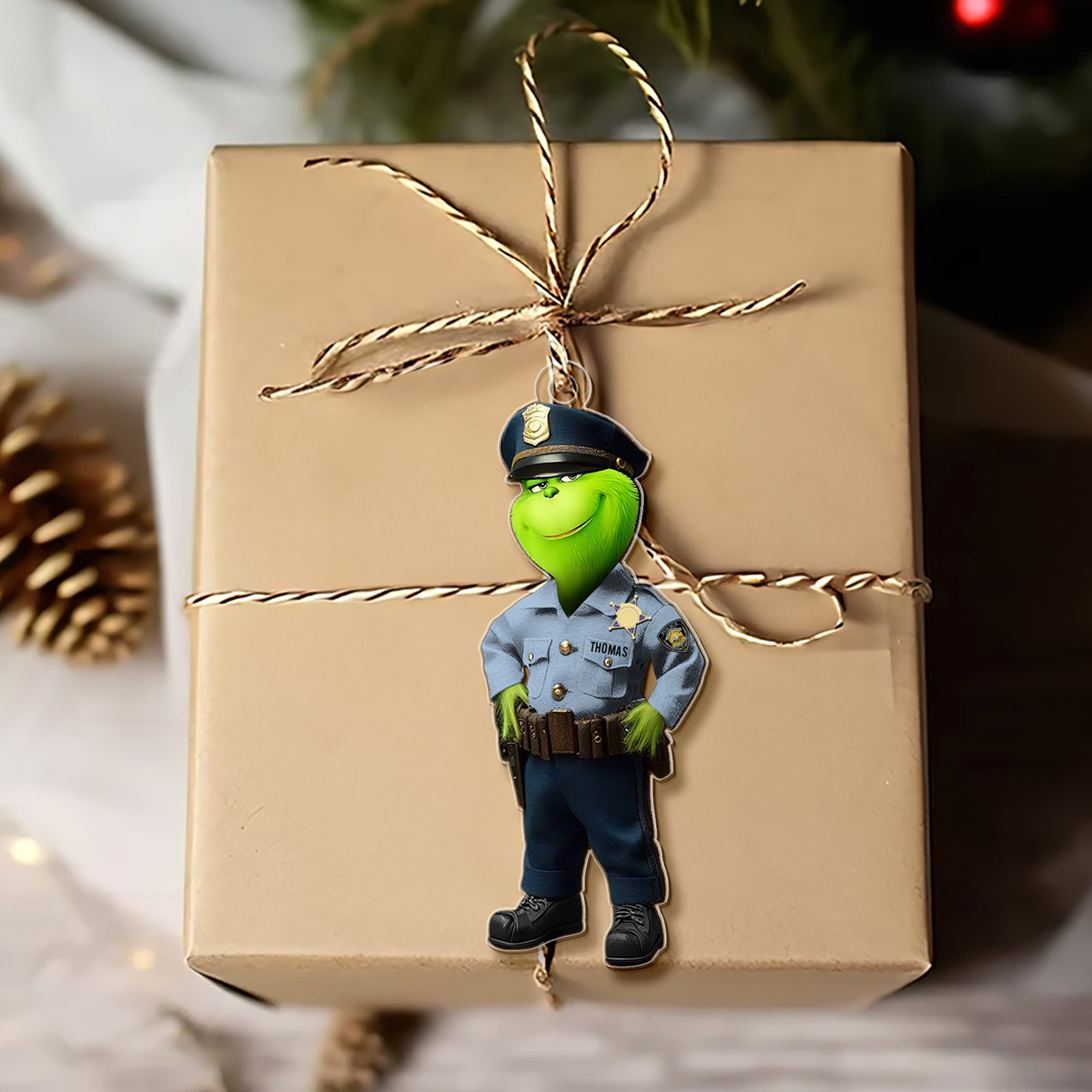 Police Christmas Ornament - Green Monster - Personalized Gifts For Police Officer Ornament, Law Enforcement - Ornament - GoDuckee