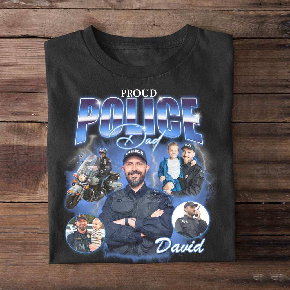 Proud Police Dad, Personalized Bootleg Shirt, Gift For Dad, Father's Day Gifts - Shirts - GoDuckee