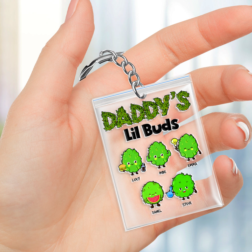 Funny Daddy's/Mommy's Lil Buds Personalized Keychain - Keychains - GoDuckee