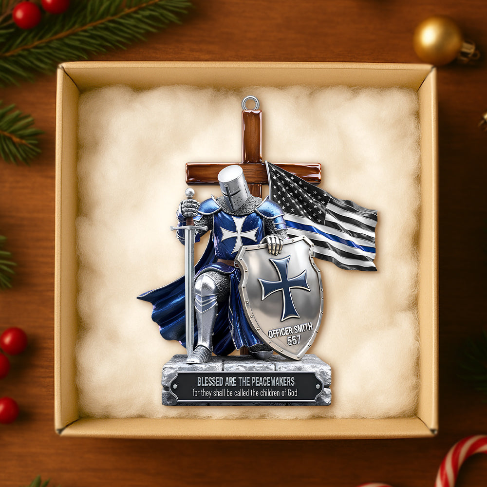 Police Knight Under God Ornament, Personalized Gifts For Police Officer, Captain, Sheriff,... 04qhtn131025 - Ornament - GoDuckee