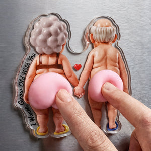 Naughty Old Couples Anti-collision Acrylic Fridge Magnet - Personalized Gifts For Couples 05hudt150626 - Fridge Magnet - GoDuckee