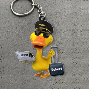 Personalized 06HUQN220623 Pilot Duck Keychain - Gift For Pilot - Keychains - GoDuckee