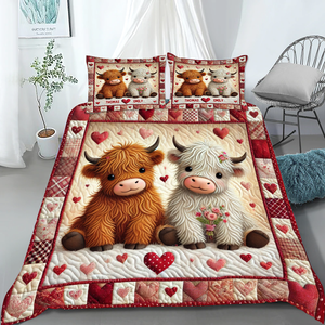 Personalized Gifts For Cow Couple Quilt Bedding Set 03XQPU080125 - Blanket - GoDuckee