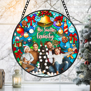 Custom Photo Gifts For Family Round Stain Glass Suncatcher Christmas 04XQMH270924 - Ornament - GoDuckee