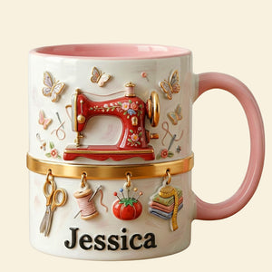 Sewing Machine Accent Mug, Personalized Gifts For Sewing Lovers 03qhtn241225 - Coffee Mug - GoDuckee