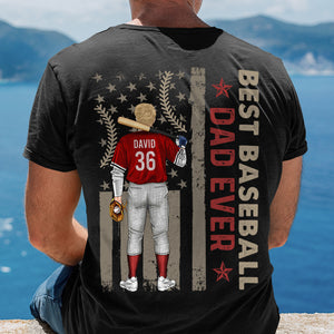 Best Baseball Dad Ever Personalized Shirt, American Flag Pattern Shirt, Birthday Gift, Father's Day Gift For Baseball Lovers - Shirts - GoDuckee