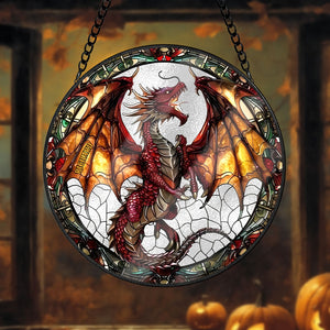 Personalized Halloween Gifts Dragon Stained Glass 01acqn230824 - Ornament - GoDuckee