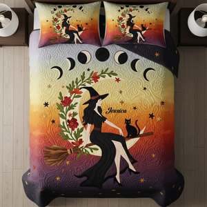 Mabon Witch Autumn Moon Quilt Bed Set - Personalized Gifts For Wiccan 02QHLU290725 - Blanket - GoDuckee