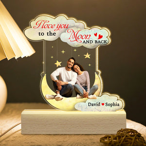 Personalized Gifts For Couple 3D Led Light I Love You To The Moon And Back - Led Night Light - GoDuckee