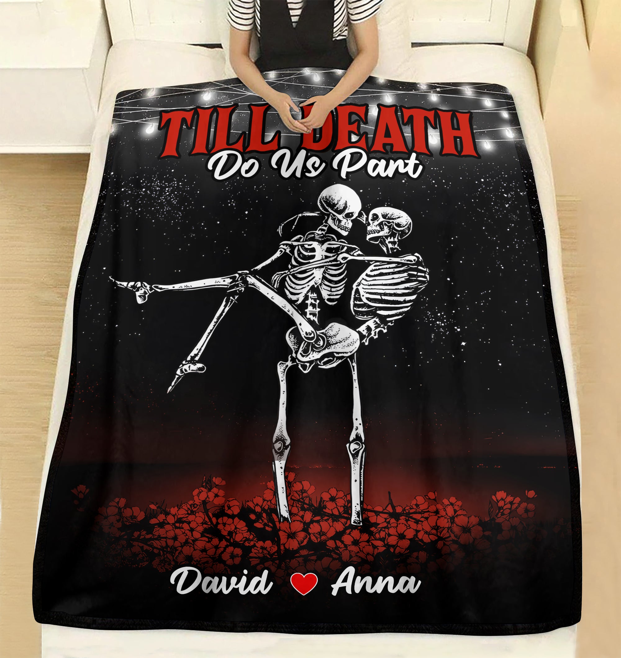 Till Death Do Us Part, Personalized Funny Skull Couple Blanket, Gift For Couple, Valentine Gifts - Blanket - GoDuckee