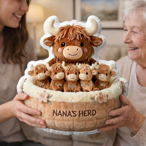 Cute Highland Cow Custom Pillow - Personalized Gifts For Grandma 05NALU280226 - Pillow - GoDuckee