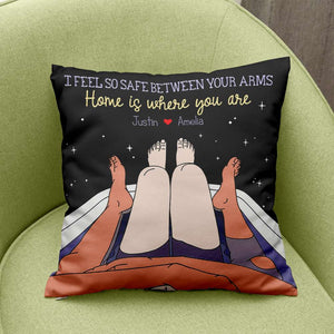 I Feel So Safe Between Your Arms, Couple Gift, Personalized Pillow, Bathtub Couple Pillow - Pillow - GoDuckee