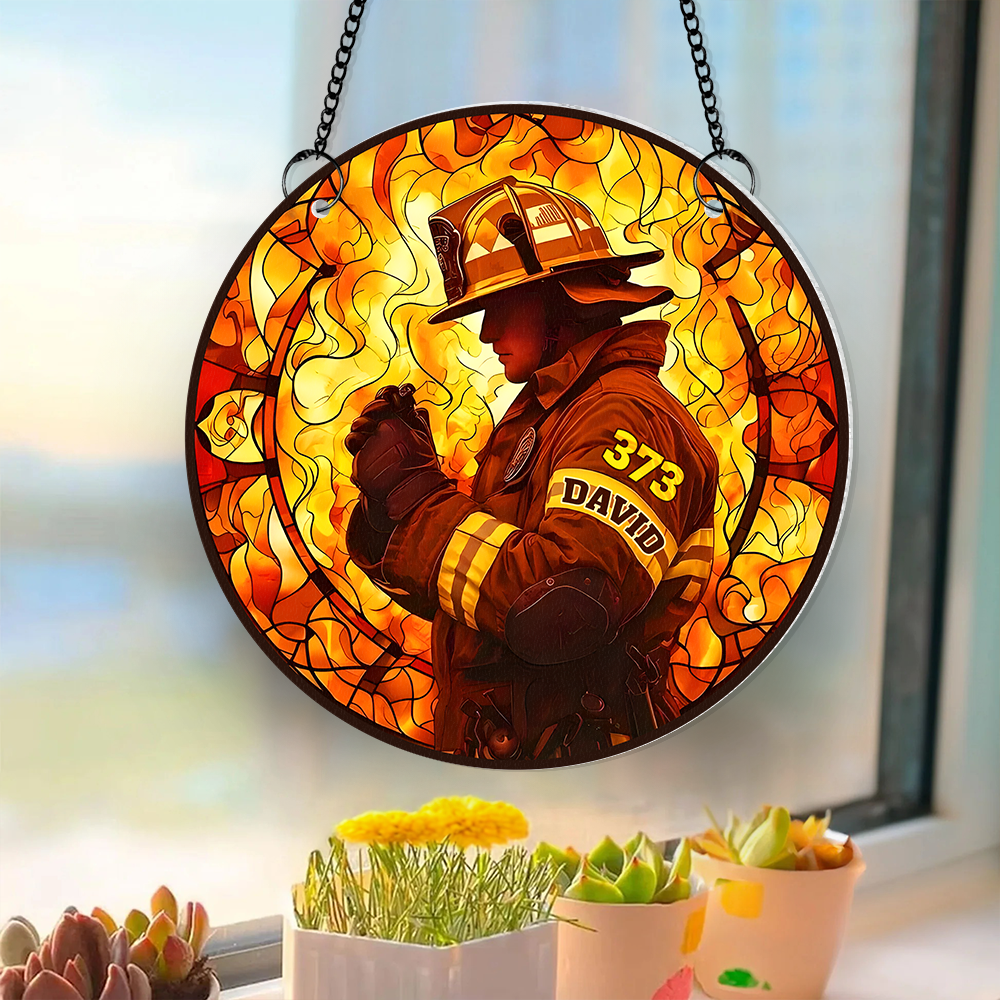 Personalized Gifts For Firefighter Suncatcher Ornament 103acpu290824 - Ornament - GoDuckee