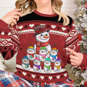 Personalized Gifts For Grandma Ugly Sweater, Cute Snowman Grandkids 02napu080824 - Ugly Christmas Sweater - GoDuckee