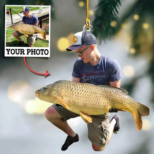 Custom Photo Gifts For Fishing Lovers, Upload Fishing Photo Christmas Ornament 20pgvp140924 - Ornament - GoDuckee