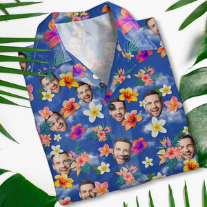 Custom Face Image Personalized Hawaiian Shirt Tropical Pattern - Hawaiian Shirts - GoDuckee