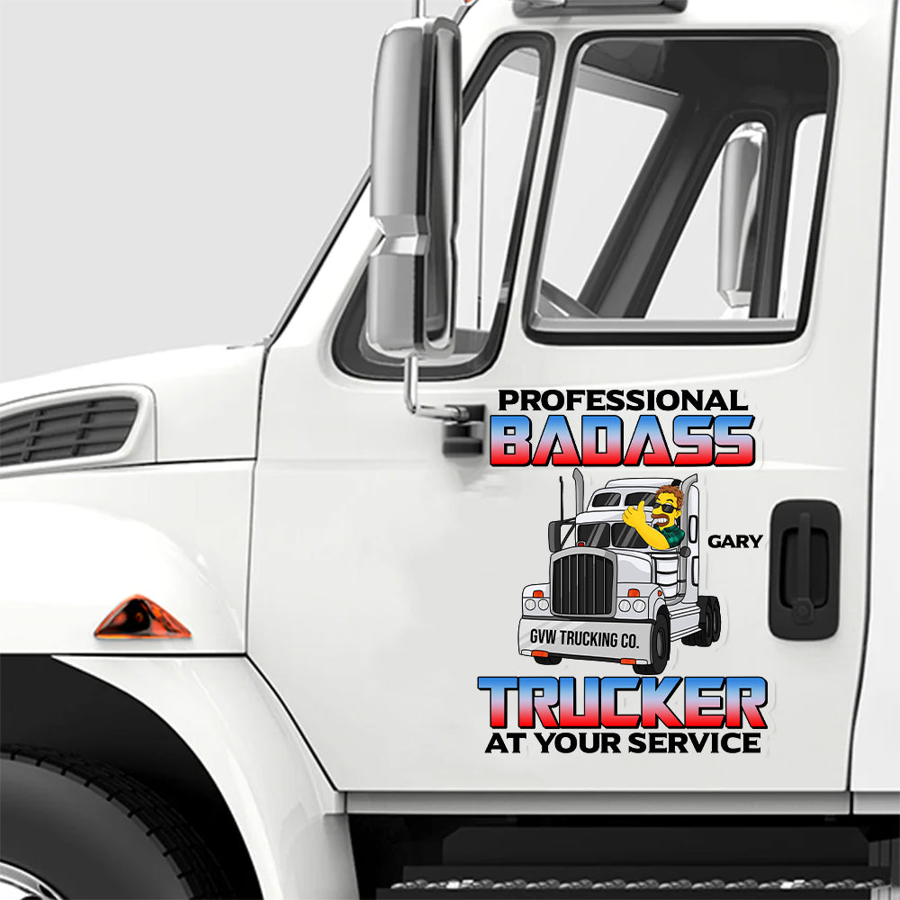 Personalized Gifts For Truck Driver Decal, Professional Badass Trucker 03qhtn120724hg - Decal Sticker - GoDuckee