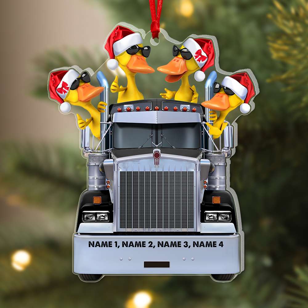 Truck Driver Christmas Ornament, Personalized Duck Christmas Ornament - Couple Gift For Truck Driver - Ornament - GoDuckee