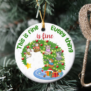 Everything Is Fine, Personalized Naughty Cat Ornament, Christmas Gift For Cat Lovers - Ornament - GoDuckee