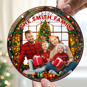 Custom Photo Christmas Gifts For Family Stained Glass 04dgdt160924 - Ornament - GoDuckee