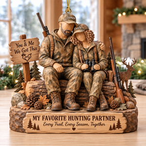 Hunting Partner Wood Effect Ornament - Personalized Gifts For Hunting Couple 02qhqn191026 - Ornament - GoDuckee