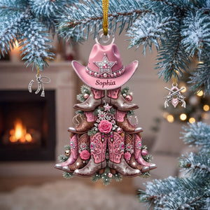 Shimmering Cowgirl Boots Christmas Tree Ornament, Personalize Gifts For Christmas 03qhlu140826 - Ornament - GoDuckee