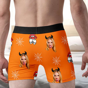 Personalized Gifts For Couple Boxer Briefs Halloween Custom Face Photo 01XQMH160824 - Boxer Briefs - GoDuckee