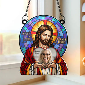 Save In The Arm Of Jesus Custom Photo Heaven Gifts For Family Suncatcher Ornament 02natn190625 - Ornament - GoDuckee