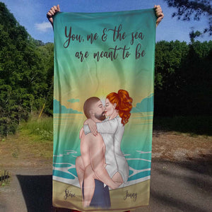 You And Me And The Sea Are Meant To Be Personalized Beach Towel, Summer Gift For Couple - Beach Towel - GoDuckee