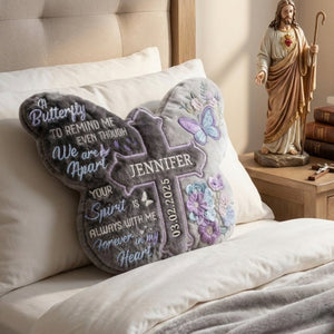 Heaven Butterfly Shaped Pillow, Personalized Keepsake To Remember Loved One 03qhlu191225 - Pillow - GoDuckee