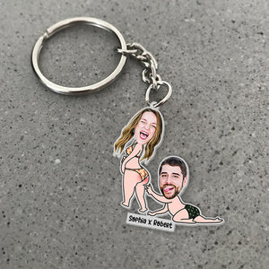 Funny Naughty Couple- Upload Photo- Personalized Keychain- Gift For Couple - Keychains - GoDuckee