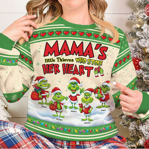 Personalized Gifts For Mom Ugly Sweater Mama's Little Thieves Who Stole Her Heart 04ACQN230924 - Ugly Christmas Sweater - GoDuckee