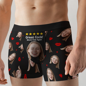 Funny Custom Couple Face Men & Women Boxer Briefs, Gift For Couple, Valentine's Gifts - Boxer Briefs - GoDuckee