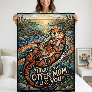 Sweet Otter Mom Blanket - Personalized Gifts For Moms 02PADH110426 - Blanket - GoDuckee