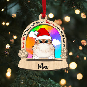I Miss You But Heaven Is So Lucky To Have You, Personalized Wood Ornament, Gifts For Cat Lovers, Christmas Gifts - Ornament - GoDuckee