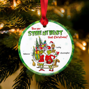 How You Stole My Heart That Christmas, Couple Gift, Personalized Ceramic Ornament, Green Monster Couple Ornament, Christmas Gift 03HTHN250923 - Ornament - GoDuckee