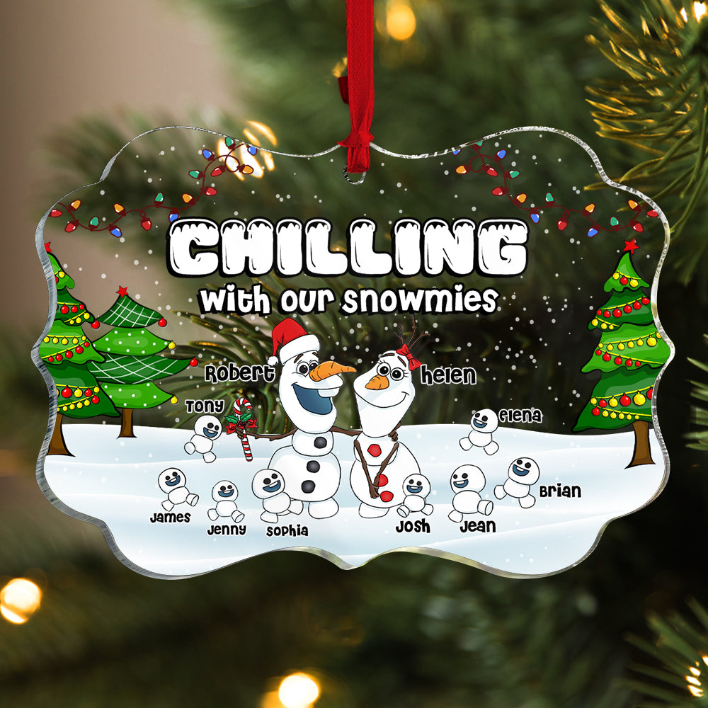 Chilling With Out Snowmies, Gift For Family, Personalized Acrylic Ornament, Snowman Family Ornament, Christmas Gift 05HTPO190723HA - Ornament - GoDuckee