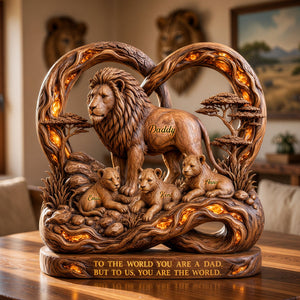Lion Dad And Kids Acrylic Plaque - Personalized Gifts For Dad 02paqn220526 - Shaped Plaques - GoDuckee