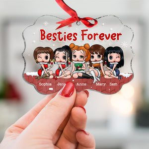 Besties Forever, Personalized Medallion Acrylic Ornament, 01NATN260723HH - Ornament - GoDuckee