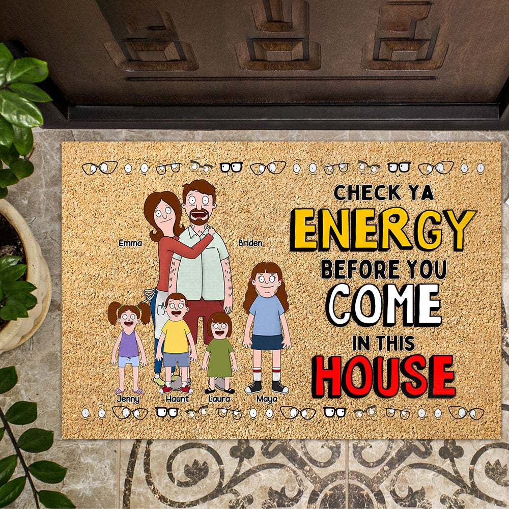 Personalized Gifts For Family Doormat Check Energy Before Coming 02OHLU110225PA - Doormat - GoDuckee