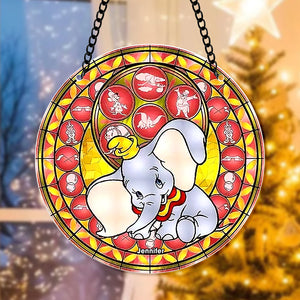 Personalized Gifts For Christmas Suncatcher Ornament 49ACQN240824 Elephant Cartoon - Ornament - GoDuckee