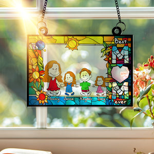 Personalized Gifts For Mom Suncatcher, Mom Holding Children's Hands Vibrant Flower Frame 02QHLU260225HH - Ornament - GoDuckee
