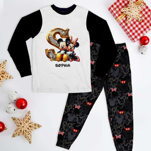 Personalized Gifts For Couple Love Cartoon Pajamas Christmas Alphabet 03XQLU111124 - Pajama Set - GoDuckee