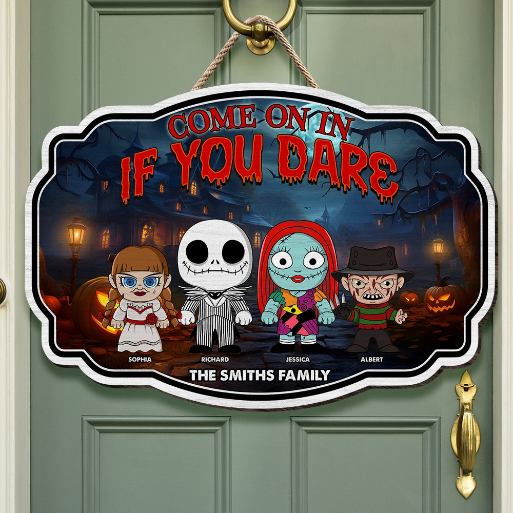 Personalized Gifts For Family, Horror Movies Cartoon Wood Sign 04pgqn310724ha - Wood Sign - GoDuckee